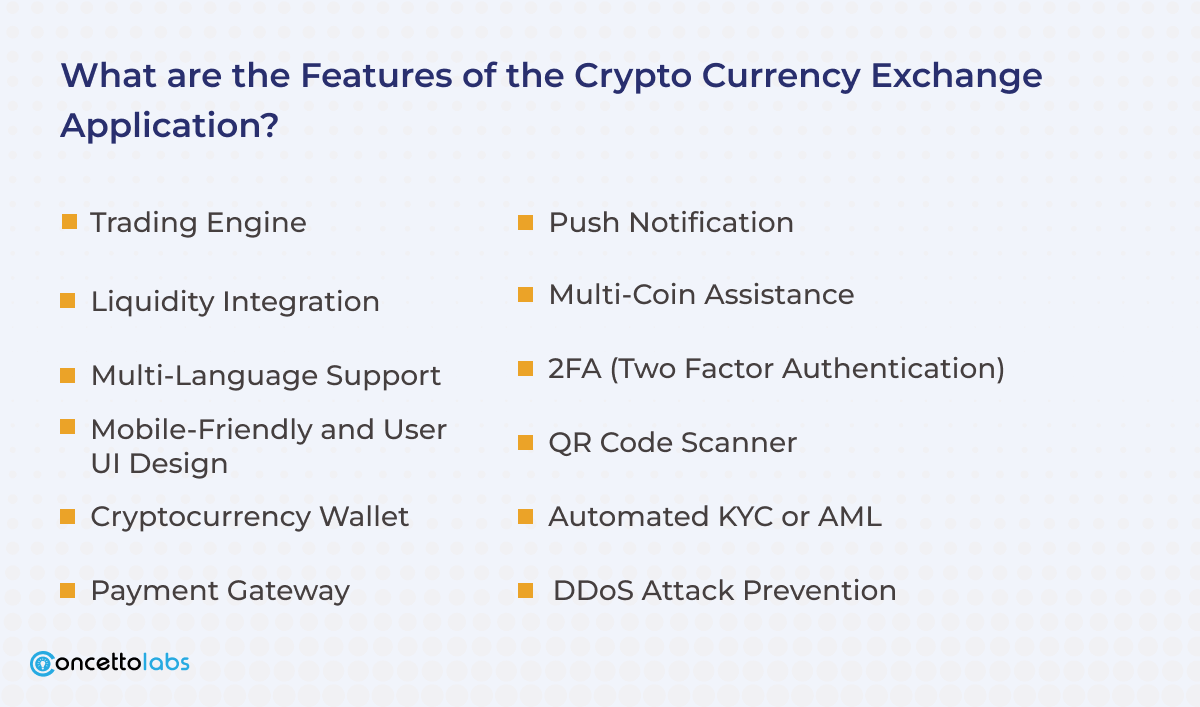 Features of the Crypto Currency Exchange Application?