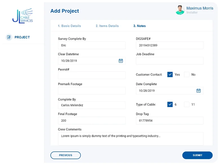 Cable Surveying and Intallation PowerApps