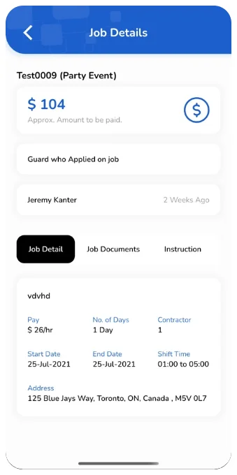  Job Details Screen