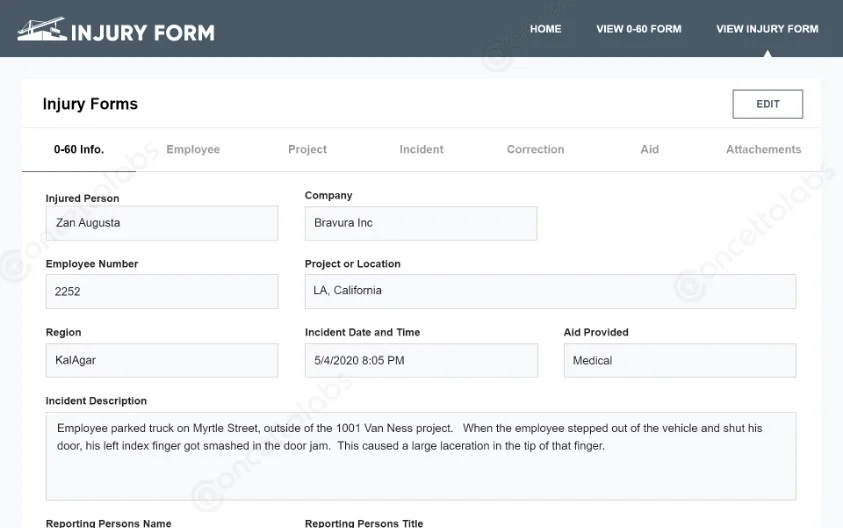 Injury form